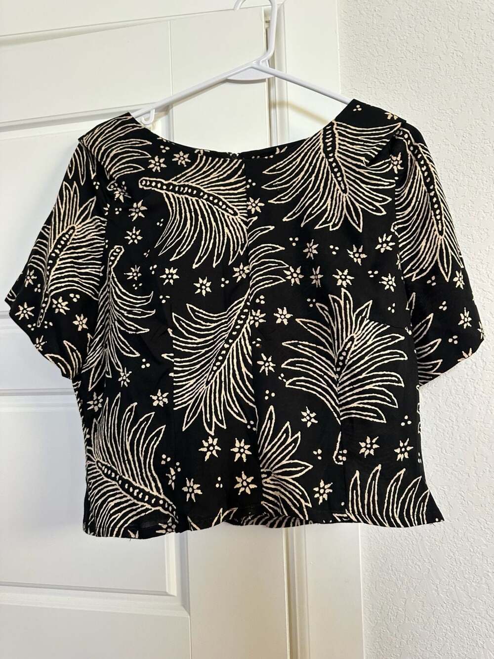 Jennifer Jeffries Vintage Tropical Palm Print Rayon Blouse Size 12